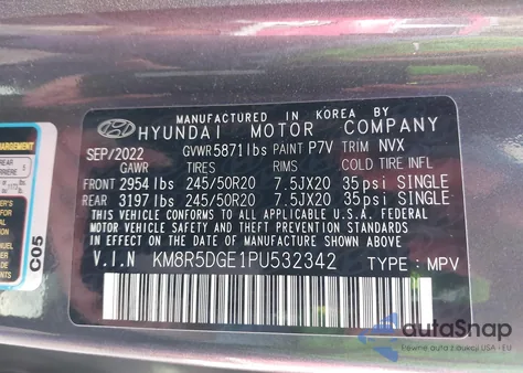 2023 Hyundai Palisade Limited z USA, uszkodzony, nr VIN KM8R5DGE1PU532342